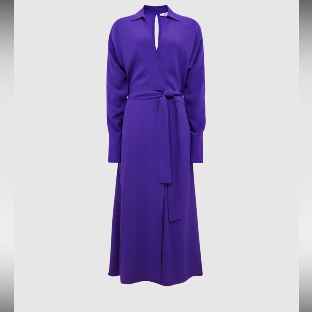 Reiss Purple CECILY WRAP SHIRT MIDI DRESS Size 8